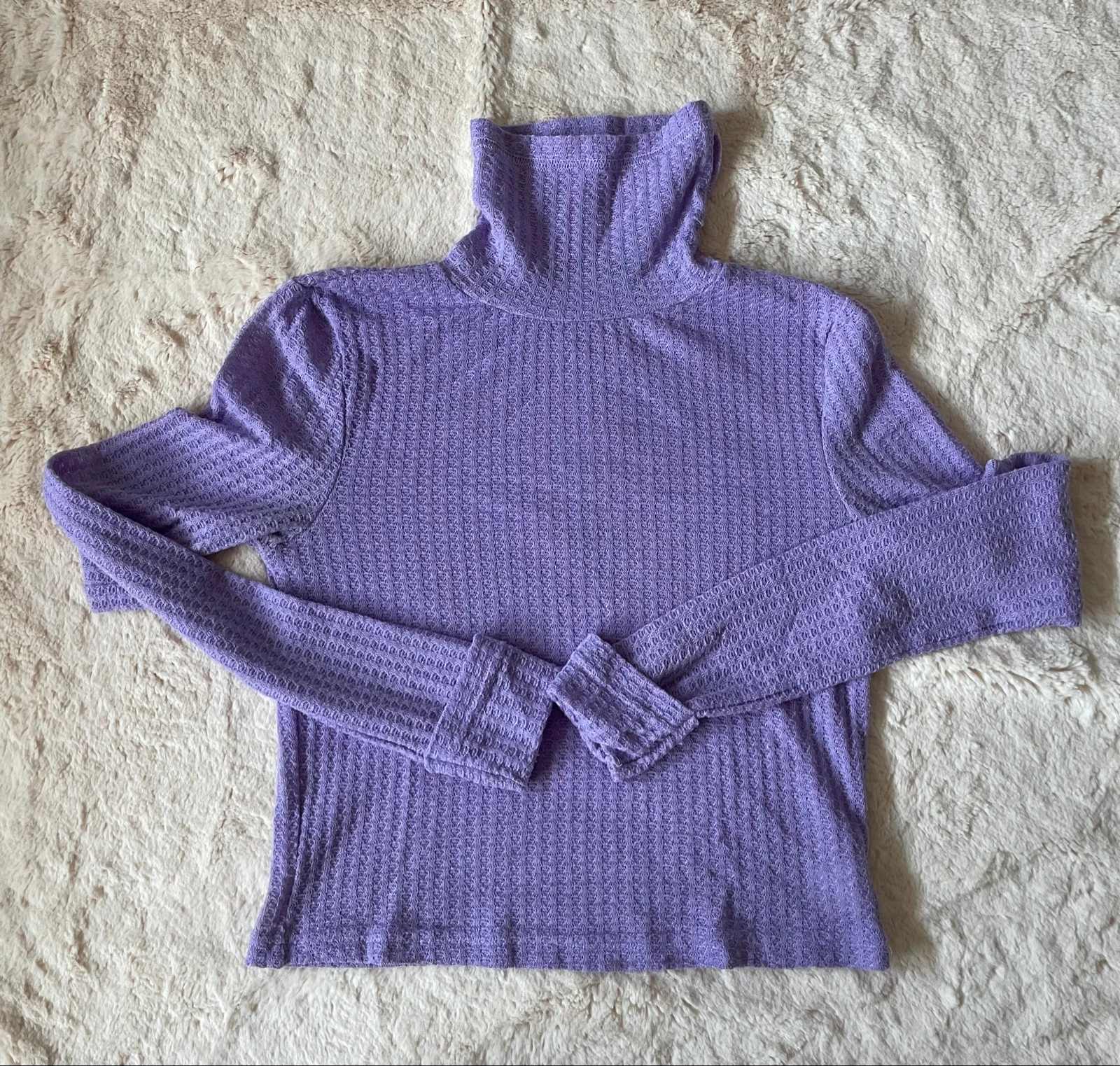 Camiseta de cuello alto texturizada lila – Talla S – photo 2